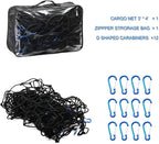 Amiss 3' x4' Stretches to 6' x 8' Truck Cargo Net, Roof Rack Cargo Net for Pickup Trucks SUV, Heavy Duty Truck Bed Cargo Bungee Net with 12 Blue Clips and Storage Bag， Car Exterior Accessories