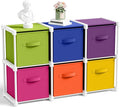 6 Cube Storage Organizer with Shelf Back to School Boxes 11 Inch Toy Storage Bins Closet Organizers Drawers Fabric Dresser fo