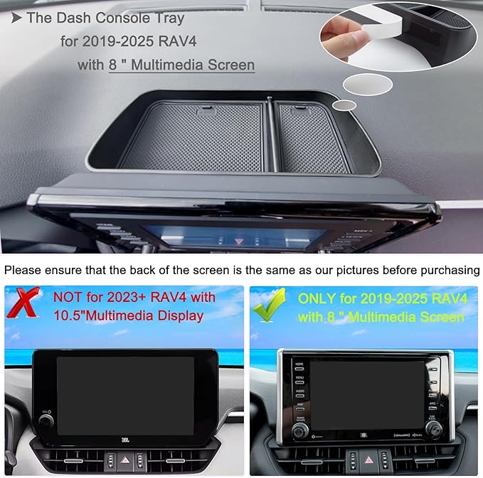 JDMCAR Upgraded Center Console Organizer Compatible with Toyota RAV4 2025 2024 2023 2022-2019 Interior Accessories, Armrest Storage Box, Dash Storage Tray(Not for New 10.5'' Multimedia Display)-3pcs