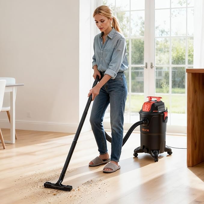 VEVOR Shop Vac, 8 Gallon Wet Dry Shop Vacuum, 4.5 Peak HP Portable with One-Button Self-Cleaning, Dual-Filter, 900W Input Pow