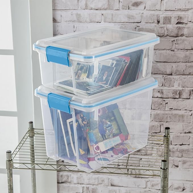 Sterilite 6-Pack Gasket Box, Weather-Resistant Storage Bins with Latching Lids, 20 Quart - Heavy-Duty Organizing Containers f