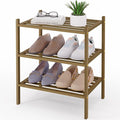 Smiry Small Bamboo Shoe Rack 3-Tier, Stackable Wooden Shoe Organizer for Entryway & Closet, Free Standing Wood Shoe Storage S