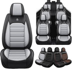 Seat Covers Custom Fit for GMC Yukon XL 2000-2026, 7 Seat, Compatible Airbag Non-Slip Waterproof Leather Seat Cover, Luxury Interior Car Seat Covers Full Set, Black Gray