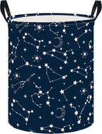 CLOCOR Large Blue Round Laundry Hamper,Kids Toy Storage Basket,Baby Dirty Clothes Nursery Hamper for Boys and Girls,Bedroom,B