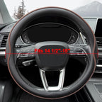 HAOTULE Leather Steering Wheel Cover， with Anti-Slip Stripe Design - Enhanced Grip, Fashion Style, Safe, Non-Slip, Breathable