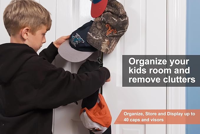 Perfect Curve CapRack | Over-The-Door Hat Organizer for Baseball Caps | 2 Straps, Holds 18-36 Adjustable Caps | Black