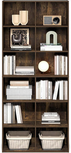 Furinno Basic Book Shelf, 12-Cube Bookshelf, Bookcase with Open Shelf, Cube Storage Organizer, 12 x 32 x 71, for Living Room,