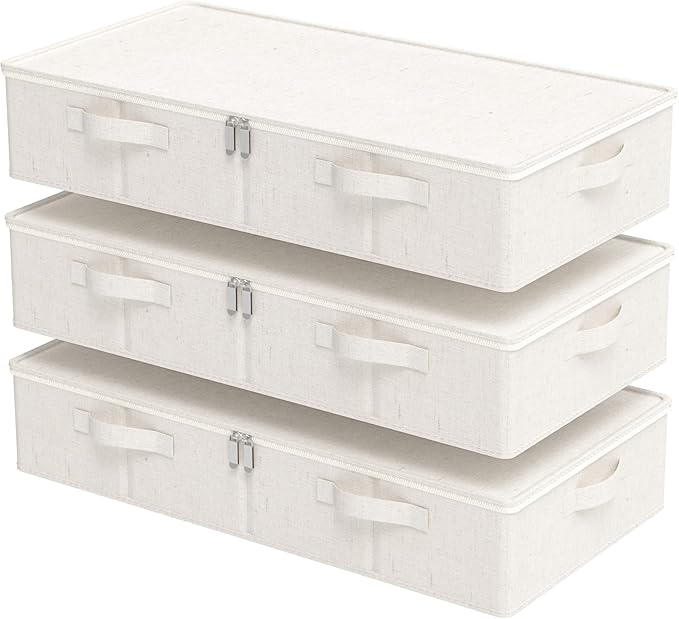 Underbed Storage Bins Drawer, Foldable Under Bed Boxes, Fabric Closet Container with Lid for Organizing Clothes, Sheets, Blan