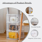 LXLXXL Storage Bins with Lids, 6 Pack Clear Plastic Storage Containers with Magnetic Acrylic Door, 19 Qt Stackable Storage Bo