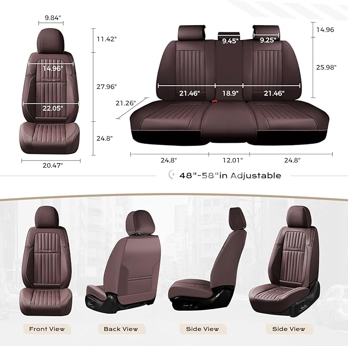 Coverado Car Seat Covers Front Seats, Seat Covers for Cars, Car Seat Protector, 2-Pack Car Seat Cushion Nappa Leather, Waterp