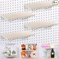 Blulu 4 Set Large Pegboard Shelf Kit Fiberboard peg Board Shelving Storage Brackets Stain Resistant Peg Board Organizer Shelv