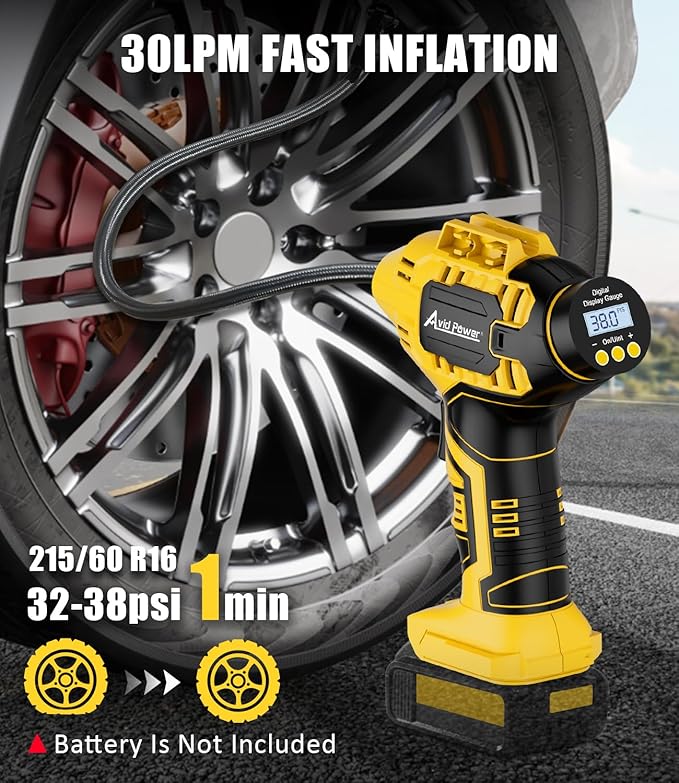 AVID POWER Tire Inflator (Battery Not Included), Compatible with DeWalt 20V Max Batteries of DCB Series, Not for Avid Power Batteries, Portable Air Compressor, Air Pump for Car, bike, ball