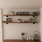 Industrial Pipe Wall Wood Shelves,Real Wooden Shelves 48" in Walnut Color with 1.2" Extra Thickness, Modern Floating Shevles