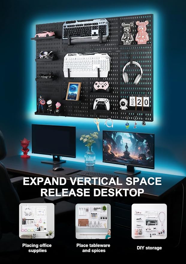 Pegboard Wall Organizer - Modular System for Gaming Setup, Office & Kitchen Storage Solutions Create A Perfectly Structured S