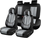 Coverado Seat Covers Full Set, 5 Seats Seat Covers for Cars, Waterproof Nappa Leather Car Seat Covers with Head Pillow, Seat 