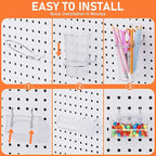 INCLY 90PCS Metal Peg Board Kit with 1/4" Pegboard Accessories, 6 Pack White Peg Board Panels, Bins, Cups and Peg Board Hooks