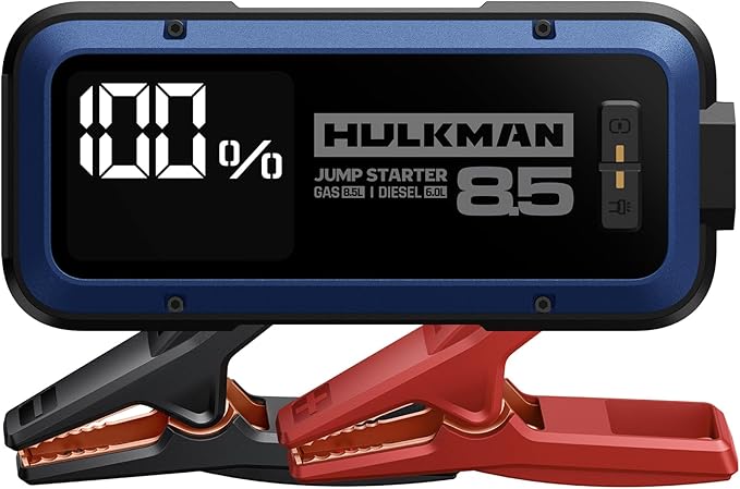 Hulkman Alpha85,Cobalt Blue,2000A 74Wh Smart Jump Starter, 12V Portable Car Battery Booster with 3.3" Display, USB-C Power Pack, 5-Mode Flashlight, Jumper Cables for up to 8.5L Gas/6.0L Diesel