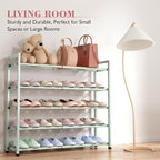 Bumusty 5-Tier Expandable Shoe Rack for Closet, 18“-33” Adjustable Shoe Rack for Small Space, Small Shoe Organizer for Front 