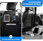 Back Seat Protector 2 Pack Fit For Toyota RAV4 Car Kick Mats with Touch Screen Tablet Holder Storage Organizer Waterproof Dirt Proof Faux Leather Auto Accessories for Kids (1 Pair Black)