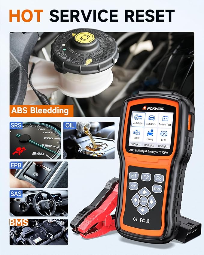 2026 FOXWELL NT630 Pro 2-in-1 ABS SRS Scan Tool & Battery Tester, Upgraded from NT630 Plus, OBD2 Scanner with 12V Battery Load