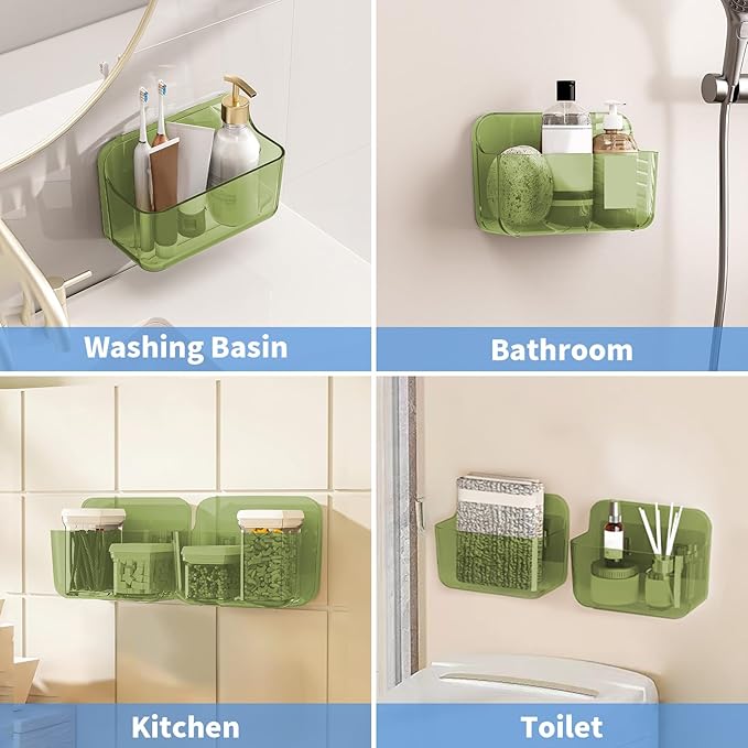 Diesisa 2pc Acrylic Wall Mount Organizer, Adhesive Cabinet Door Organizer,Acrylic Bathroom Shelves for Wall,No Drilling Hang 