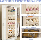 FENTEC 1 Pack Over The Door Shoe Organizer, 68" Exlarge Deep Pockets Hanging Shoe Organizers, 8-Tier Shoe Rack for Closet, Sh