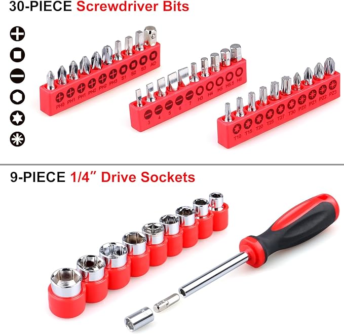 WINNER 175-Piece Multi-Purpose Automotive and Household Tool Kit in Toolbox Storage Case, Perfect for General Home and Auto R