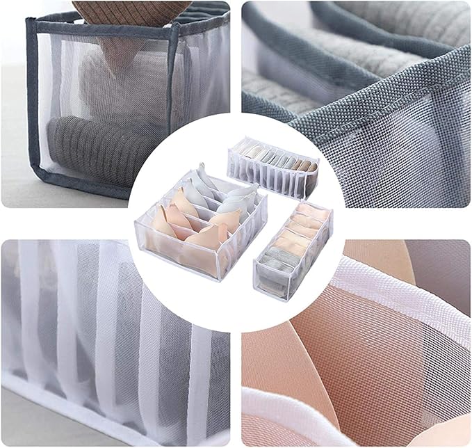 Underwear Organizer, 3 Set Foldable Bra Underwear Organizer Drawer Divider Storage Organizer for Underwear, Socks, Ties, Bras