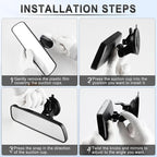 LivTee Anti Glare Rear View Mirror, Universal 9.5' (241mm) Wide Angle Panoramic Convex Rearview Mirror with Strong Suction Cup, Mounts on Windshield to Reduce Blind Spots for Cars SUV Trucks