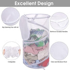 BATTOO Collapsible Laundry Basket with Lid Foldable Mesh Pop Up Hamper with Handles for Laundry Room, Bathroom, Kids Room, Co