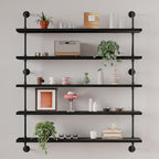 Floating Shelves for Wall Bookshelf Industrial Pipe Shelving Shelves 48 Inch 5 Tier Natural Wood Planks Rustic Wall Shelves H