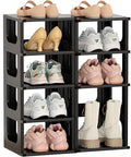 HAIXIN Adjustable 10 Tier Shoe Organizer - Narrow Plastic Vertical Shoe Rack for Closet, Entryway, Boots - Stackable Shoe Cab