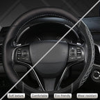 West Llama Customized Auto Car Steering Wheel Cover for Honda Civic, CR-Z, Insight, S2000, 14" - 14.25" (Diamond Quilted-Blac