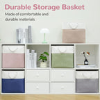 12 x 12 Inch Cube Storage Bins, 4 Pack Fabric Storage Basket with Handles, Foldable Boxes Organizer for Shelf Baskets for Hom