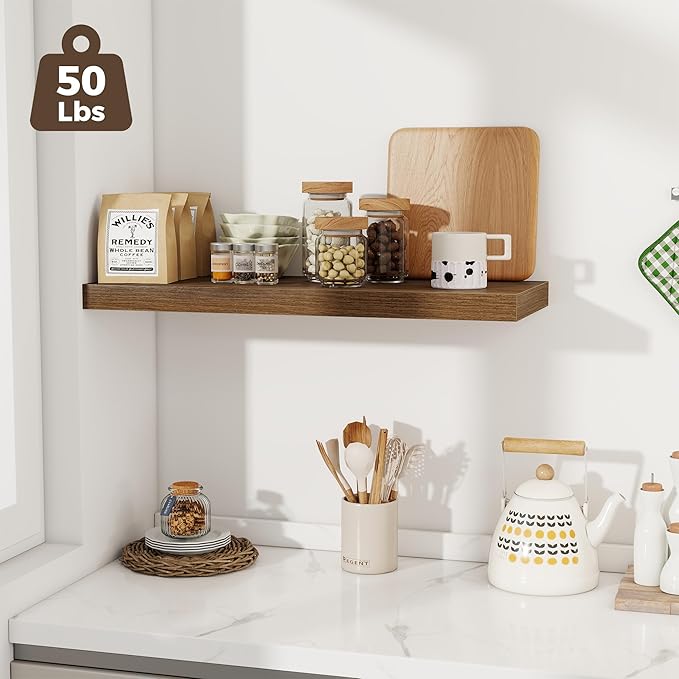 Fun Memories 12 Deep Floating Shelves for Wall | 30W x 12D Large Floating Shelves | 3 Pack Storage Space Wall Mount Shelf for