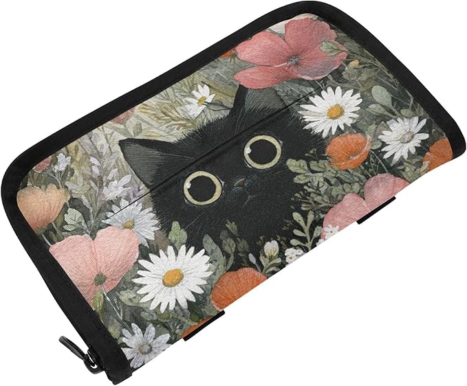 Car Tissue Holder Car Visor Organizer Tissue Box Holder for Car Sun Visor Organizer with Car Vehicle Accessories Essentials Interior for Women Men Black Cat Poppy Daisy