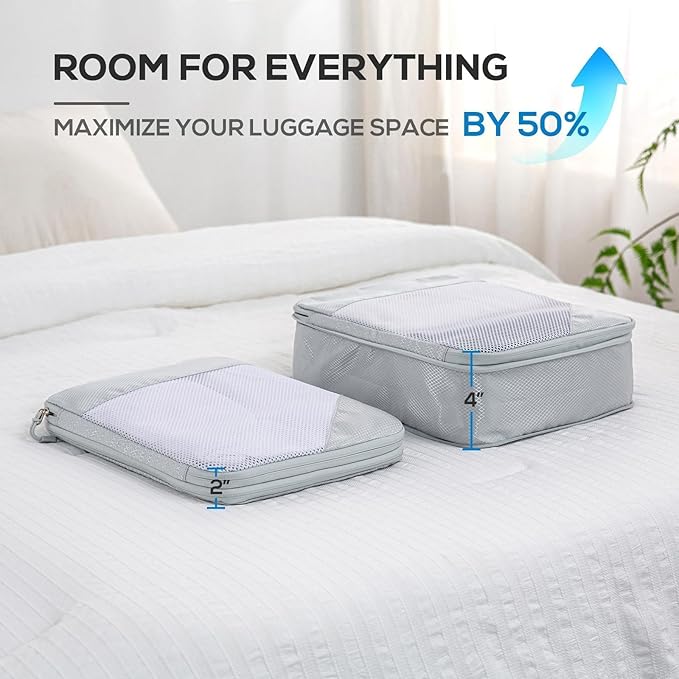 Compression Packing Cubes, 7 Set Packing Cubes for Travel Compression, Lightweight Compressible Package Organizer for Carry O
