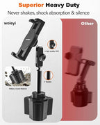 Car Cup Holder Tablet Mount Heavy Duty [No Shaking 360° Rotation] Truck Cupholder iPad Holder with Metal Arm for Tablet & Phone, iPad Pro Air Mini, Galaxy Tab, Kindle, Surface, 4-12.9"