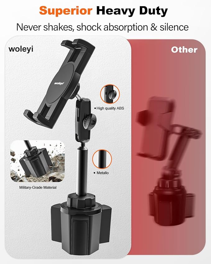 Car Cup Holder Tablet Mount Heavy Duty [No Shaking 360° Rotation] Truck Cupholder iPad Holder with Metal Arm for Tablet & Phone, iPad Pro Air Mini, Galaxy Tab, Kindle, Surface, 4-12.9"