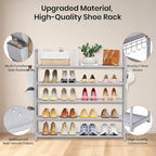 VILICK Shoe Rack for Closet Shoe Organizer Space Saver Storage for 20-25 Pair Shoe Shelf with Hook and Side Pocket Free Stand