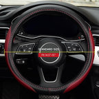 LABBYWAY Microfiber Leather Auto Car Steering Wheel Cover, Universal 15 Inch Anti-Slip Wheel Protector, Claret
