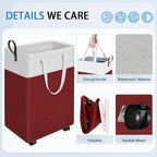 HomeHacks 90L Large - Capacity Rolling Laundry Basket, Laundry Hamper with 4 Smooth Wheels, Collapsible Waterproof Clothes Ba