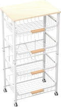 NiuYichee 5-Layer Fruit Basket Kitchen Food Storage Organizer and Storage Rack, Stackable Storage cart with Desktop, Pull-Out