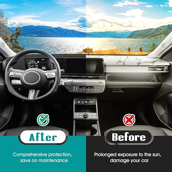 FIILINES Dash Cover for Hyundai Kona 2024-2026 Sunshade Non-Slip Mesh Dash Cover for Kona Accessories Dashboard Cover Mat UV 