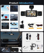 360° Dash Cam Front and Rear Inside Left Right, 4 Channel FHD 1080P Dash Cam for Cars, 3 Inch IPS Dashcams with Night Vision,