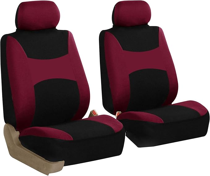 FH Group Front Set Cloth Car Seat Covers for Low Back Seats with Removable Headrest, Airbag Compatible, Universal Fit Seat Co