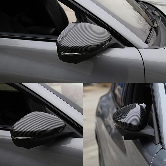 ROCCS Compatible with 2021-2023 Mustang Mach-E Side Mirror Cover Caps Auto Car Mirror Cover Rearview Mirror Guard Covers Replacement Door Side Exterior Decoration Trims Accessories(Bright Carbon)