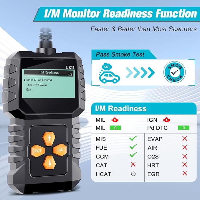 OBD2 Scanner Ease Setup Plug-Play: Clear Reset Engine Error Code Professional Code Reader Diagnostic Scan Tools with Freeze