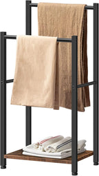 HOOBRO Free Standing Towel Rack for Bathroom, 2 Tier Blanket Rack, 16.5" L x 9.4" W x 31.5" H, Blanket Holder, Drying and Dis