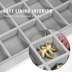 Siveit Velvet Jewelry Tray 48 Grid Jewelry Display Tray Organizer Box with Transparent Lid Rings Earrings Necklaces Pendants 